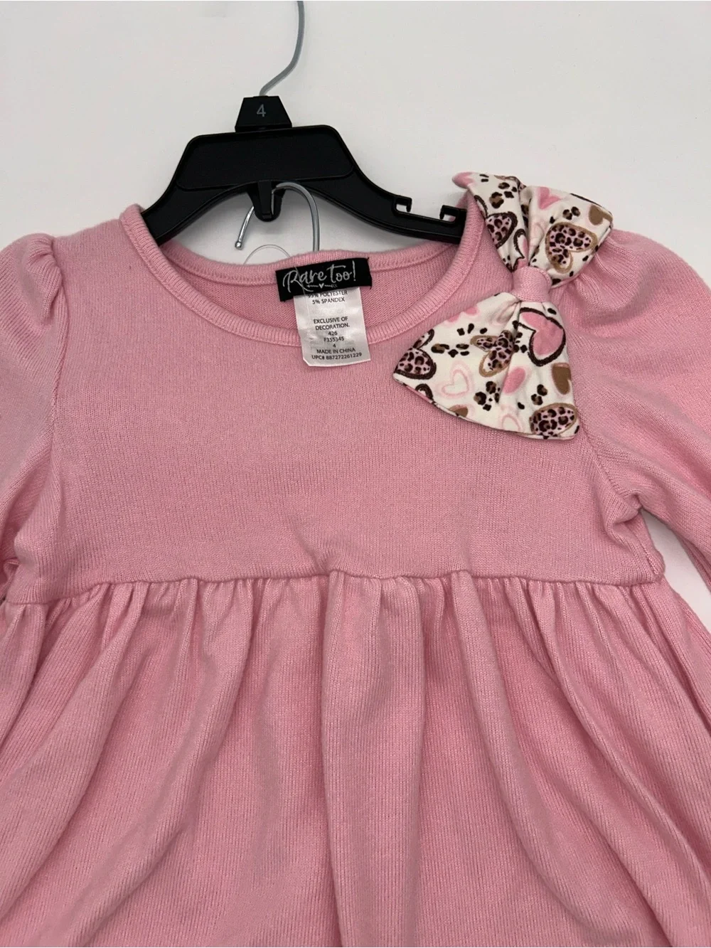Rare Too Girls Size 4 Pink Hearts/Cheetah Print Outfit Set